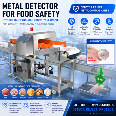 Yüksek Hızlı Taşıyıcı Et Sığır Et Tavuk Metal Detektör Kemeri Endüstriyel Gıda İşleme Fabrikası Gıda Üretim hattı