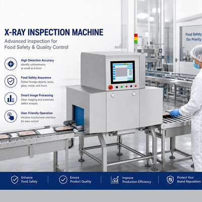 Gıda kontrolü ve denetimi sağlamak için dokunmatik ekran arayüzü ve kendi kendine öğrenme parametreleri ile donatılmış gıda X Ray makinesi